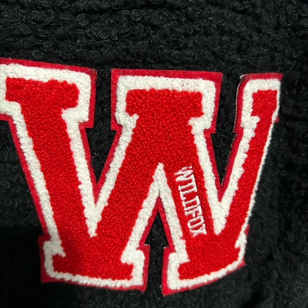 Wildfox White Label Varsity Slouchy Letterman Cardigan RARE sz Large Black - Picture 3 of 9